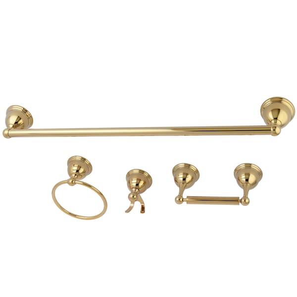 Kingston Brass Restoration 4-Piece Bathroom Hardware, Polished Brass BAK3961478PB - main